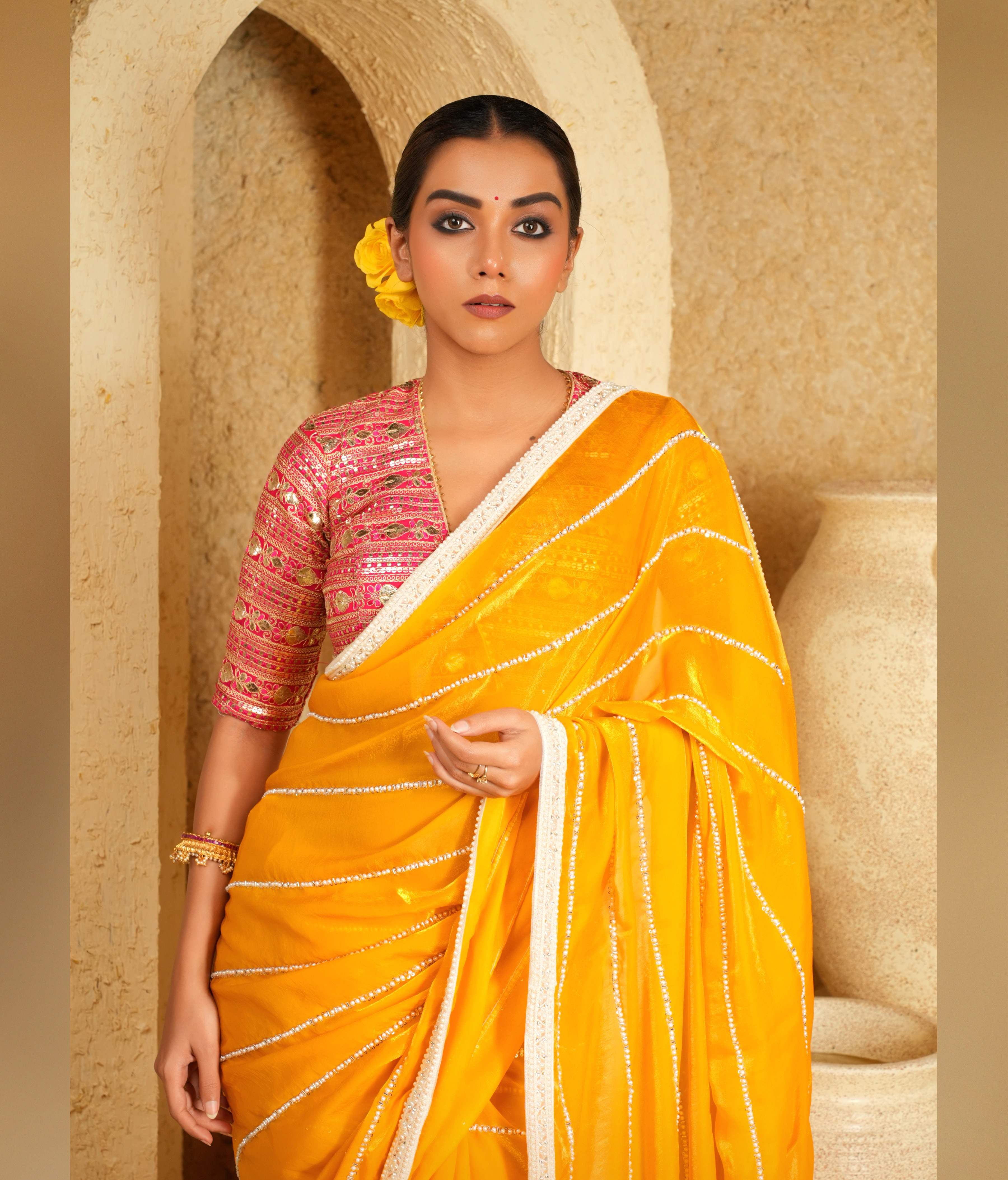 Traditional saree with modern touch