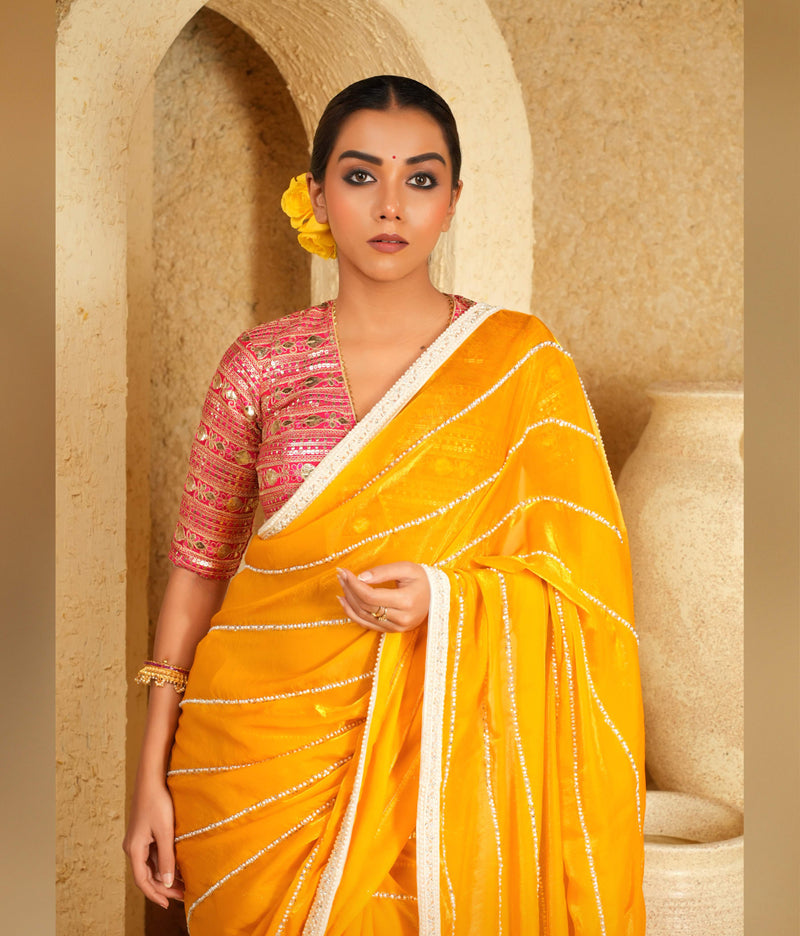 Traditional saree with modern touch