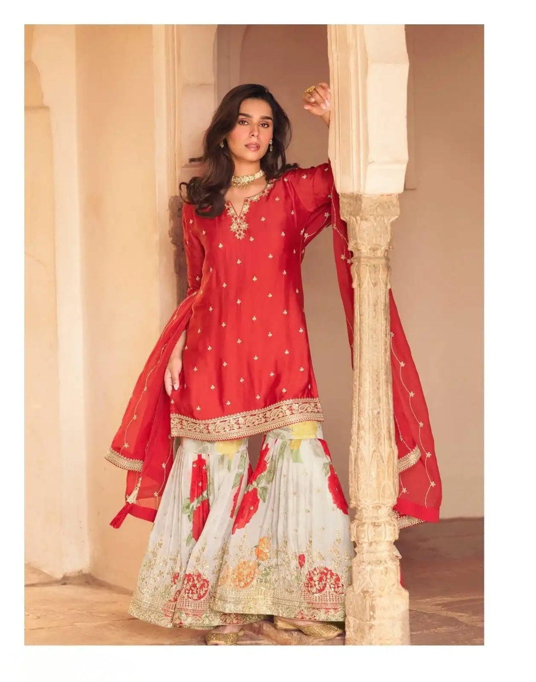 Chinnon Silk Embroidered Salwar Suit