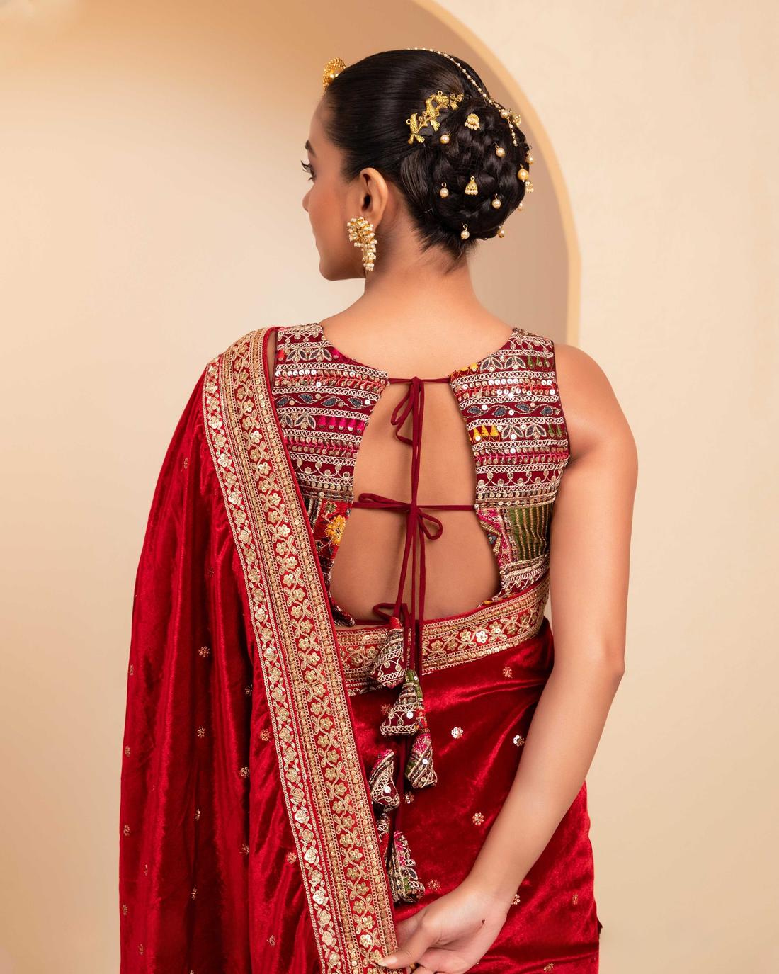 Maroon Velvet Berry Blockbuster  Saree with Blouse