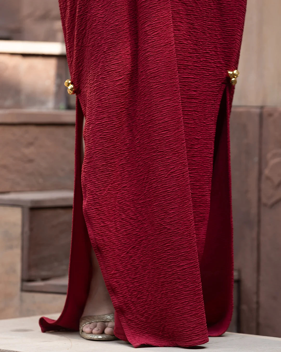 Siyah Mehr Ghungroo Draped Kaftan Gown