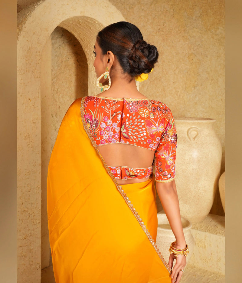 Lightweight silk satin saree