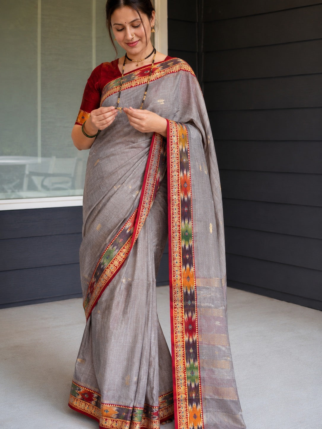 Peacock and Patolla Rich Zari Woven Border Saree