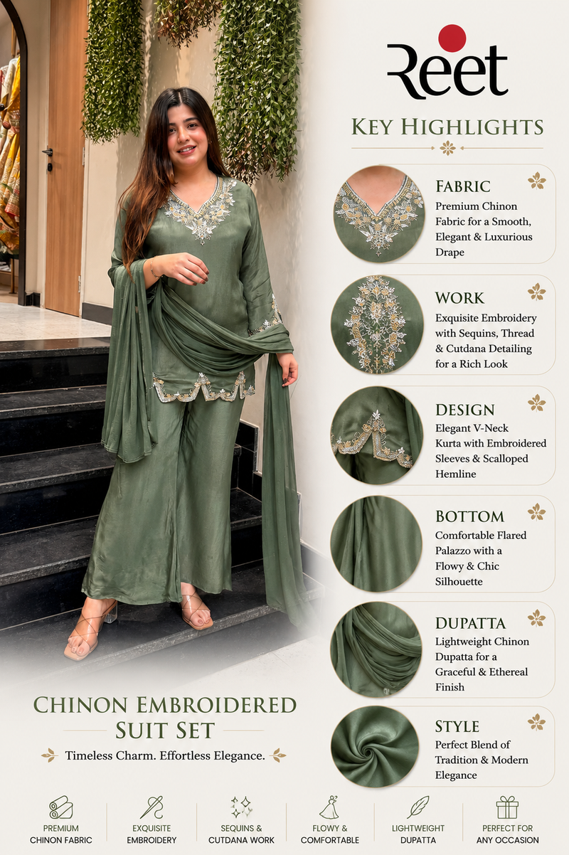 Mehar Embroidered Chinon Suit Set