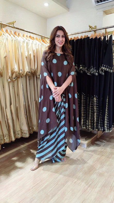 Noir Zariya Polka Kaftan Dhoti Set