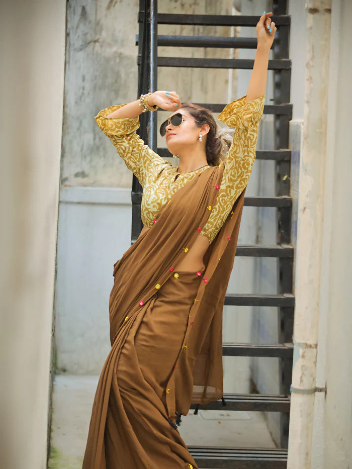 Lemon Glow Tassel Soft Mul Cotton Saree