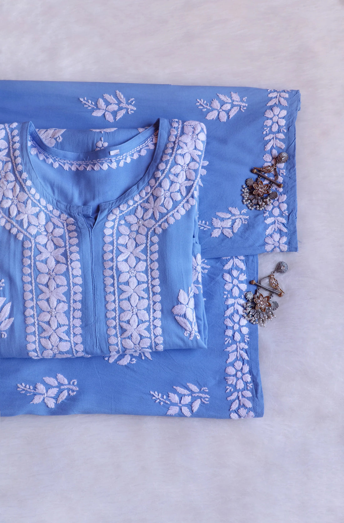 Ice Blue Elegant Rayon Kurta Set