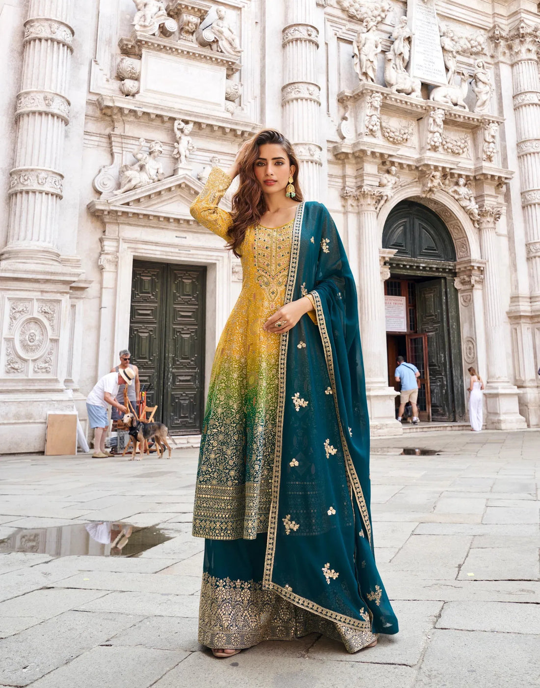 Viscose Silk With Embroidered Work Top Bottom And Dupatta