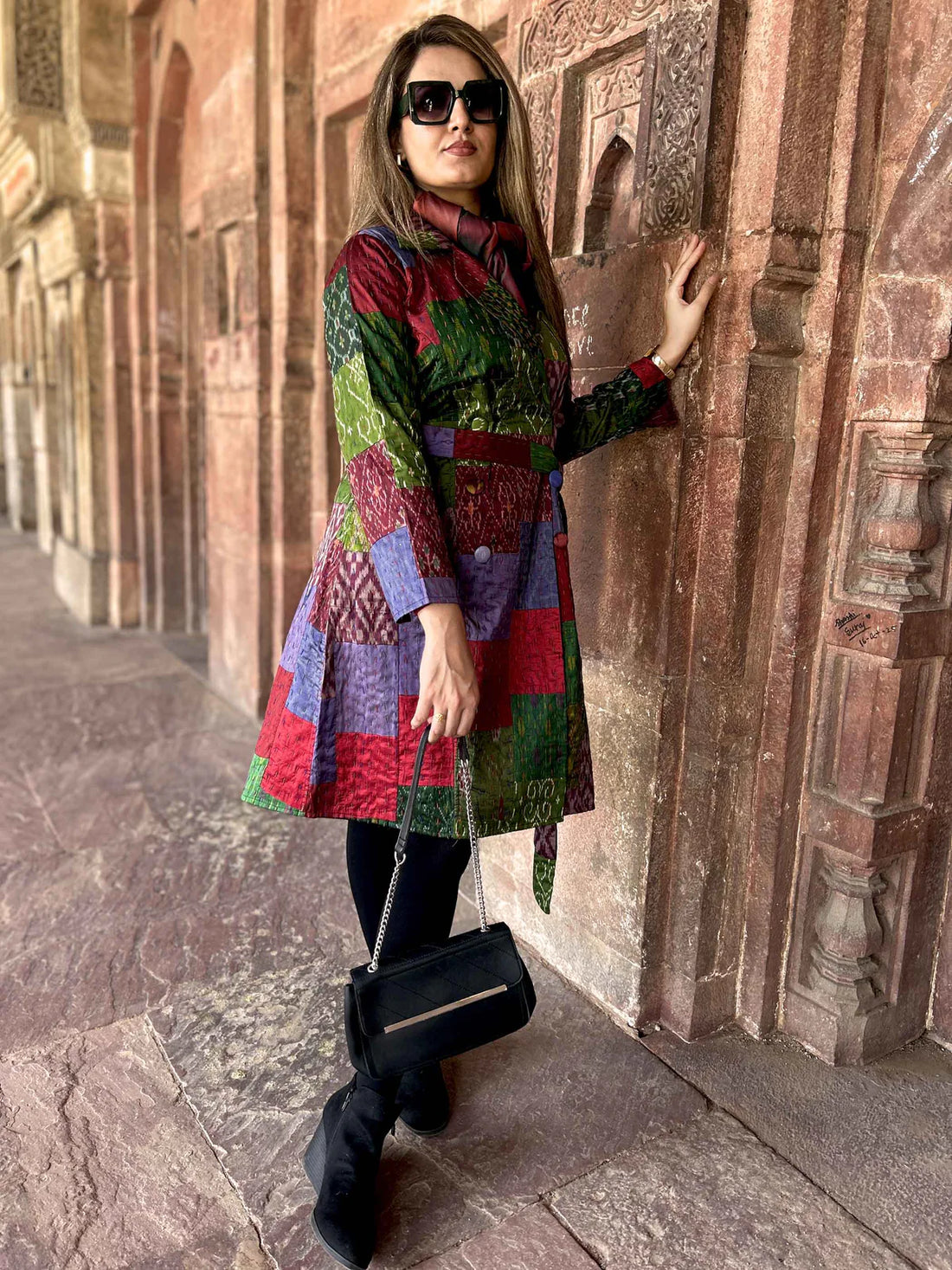 Autumn Pinot Noir Patola Silk Trench Coat