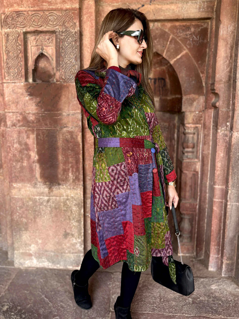 Autumn Pinot Noir Patola Silk Trench Coat
