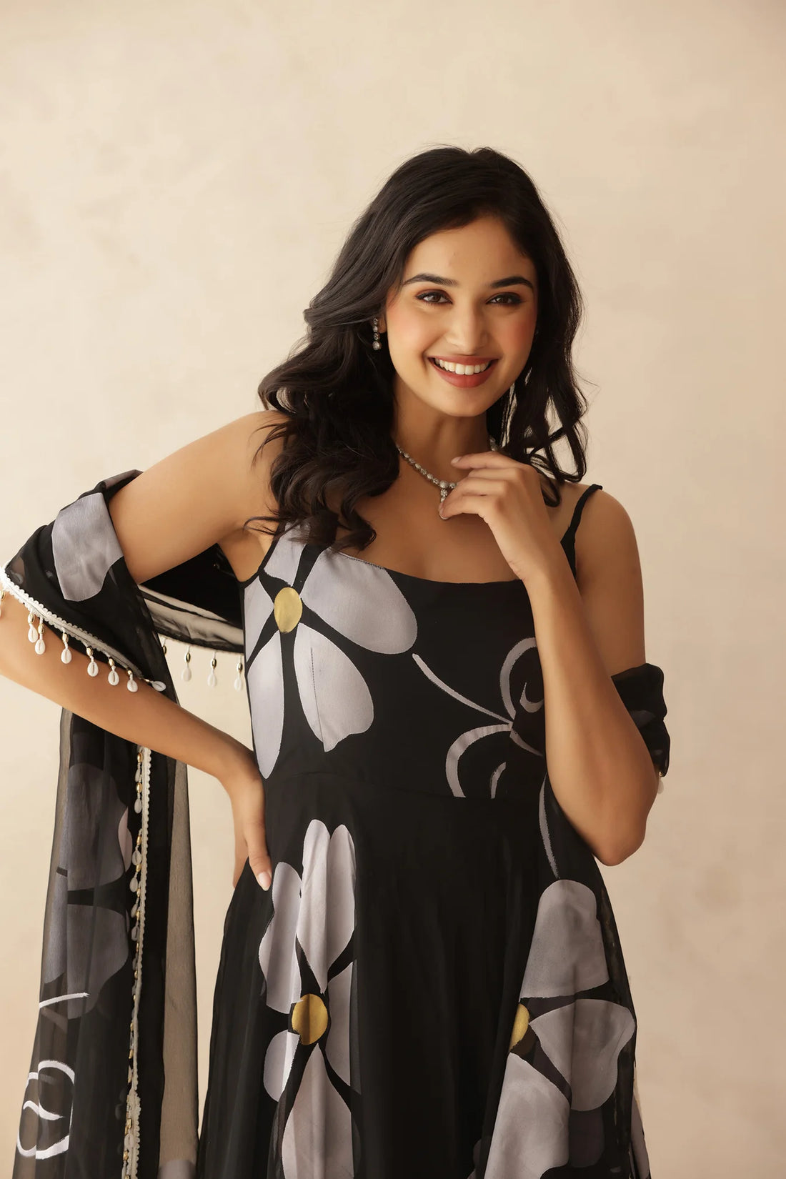 Bloom Canvas Handpainted Georgette Anarkali Suit Set