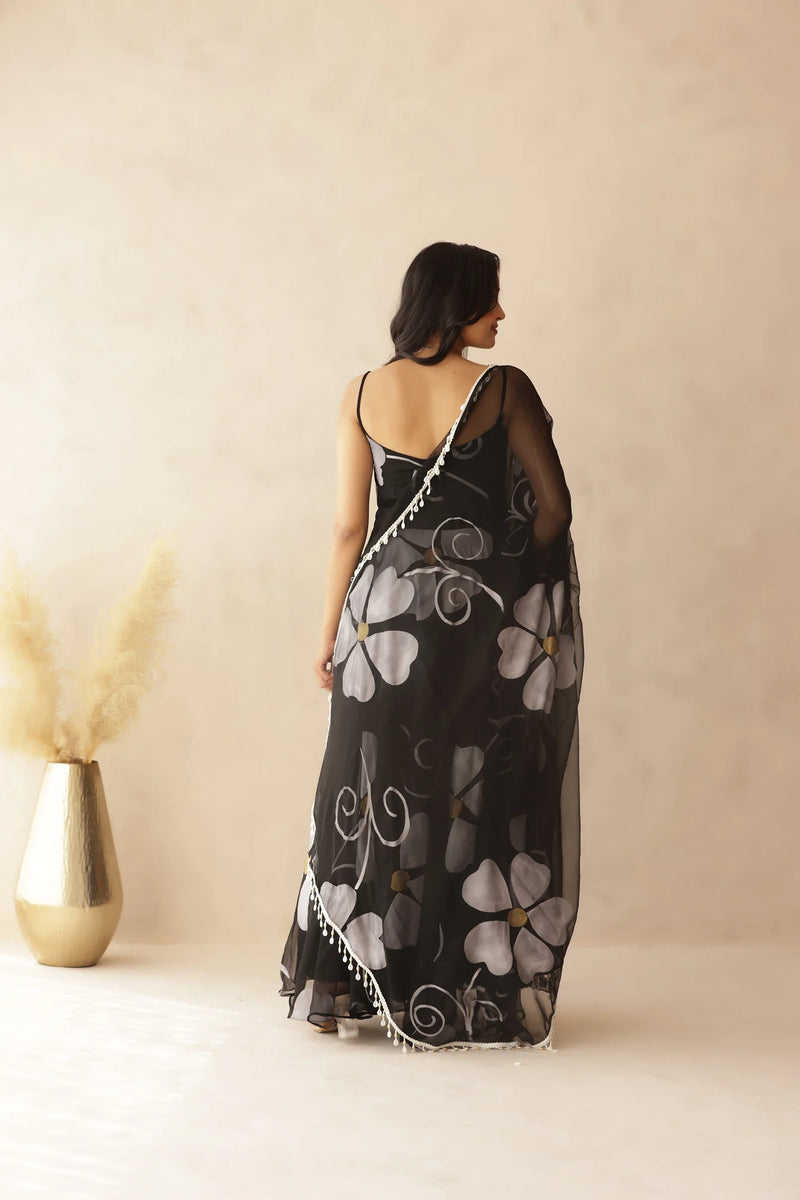 Bloom Canvas Handpainted Georgette Anarkali Suit Set