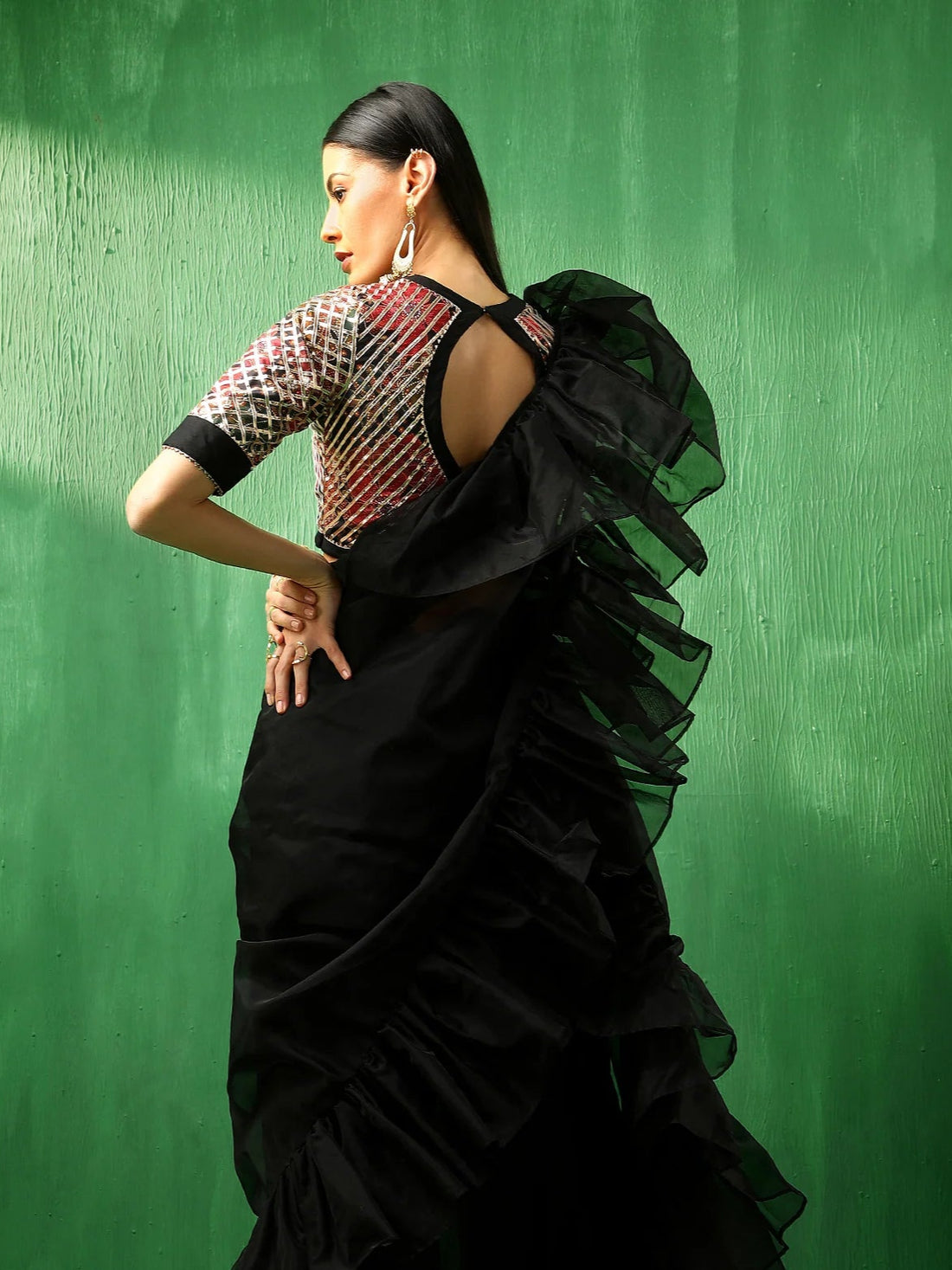festive organza saree