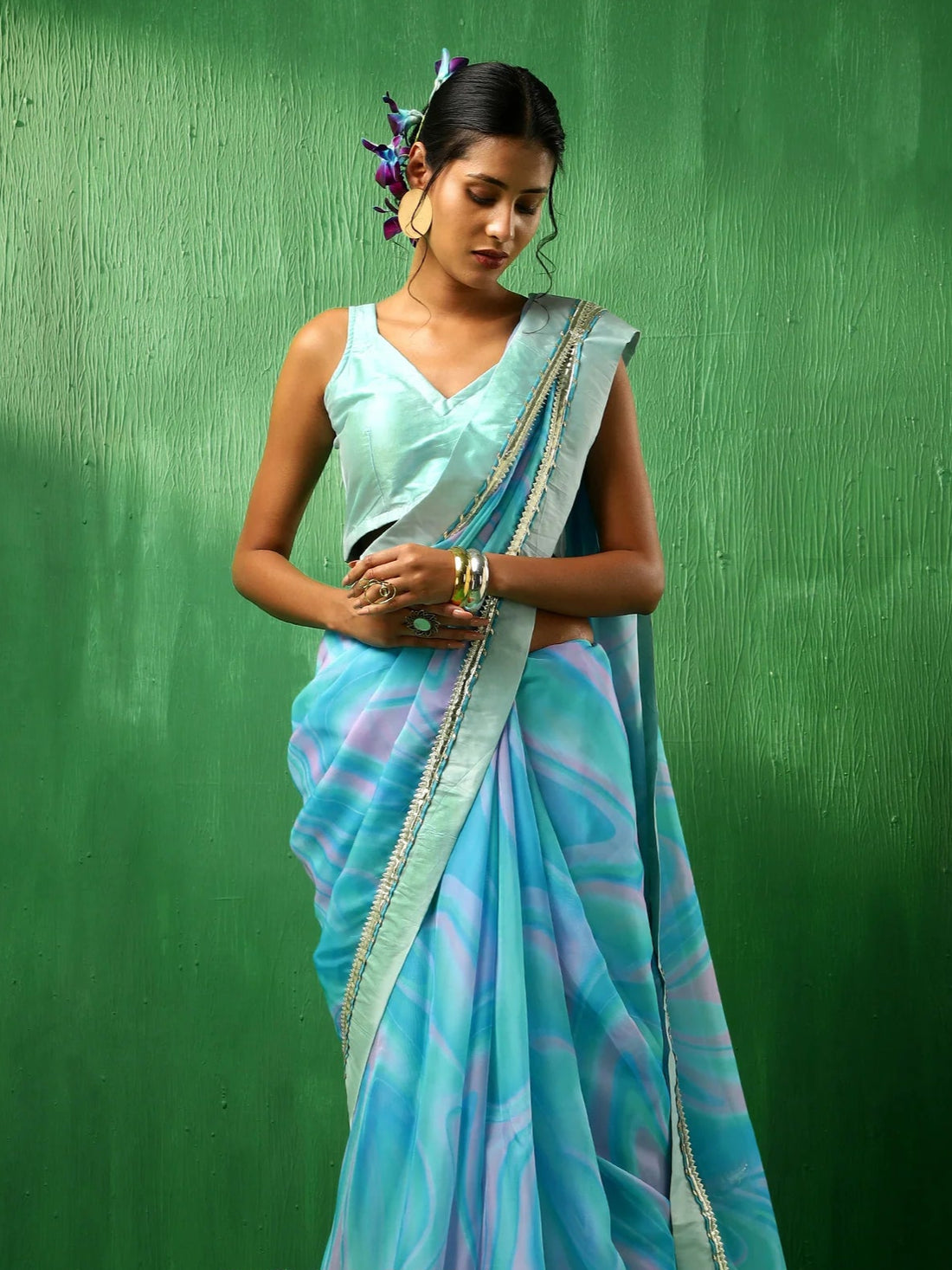 organza saree with blouse