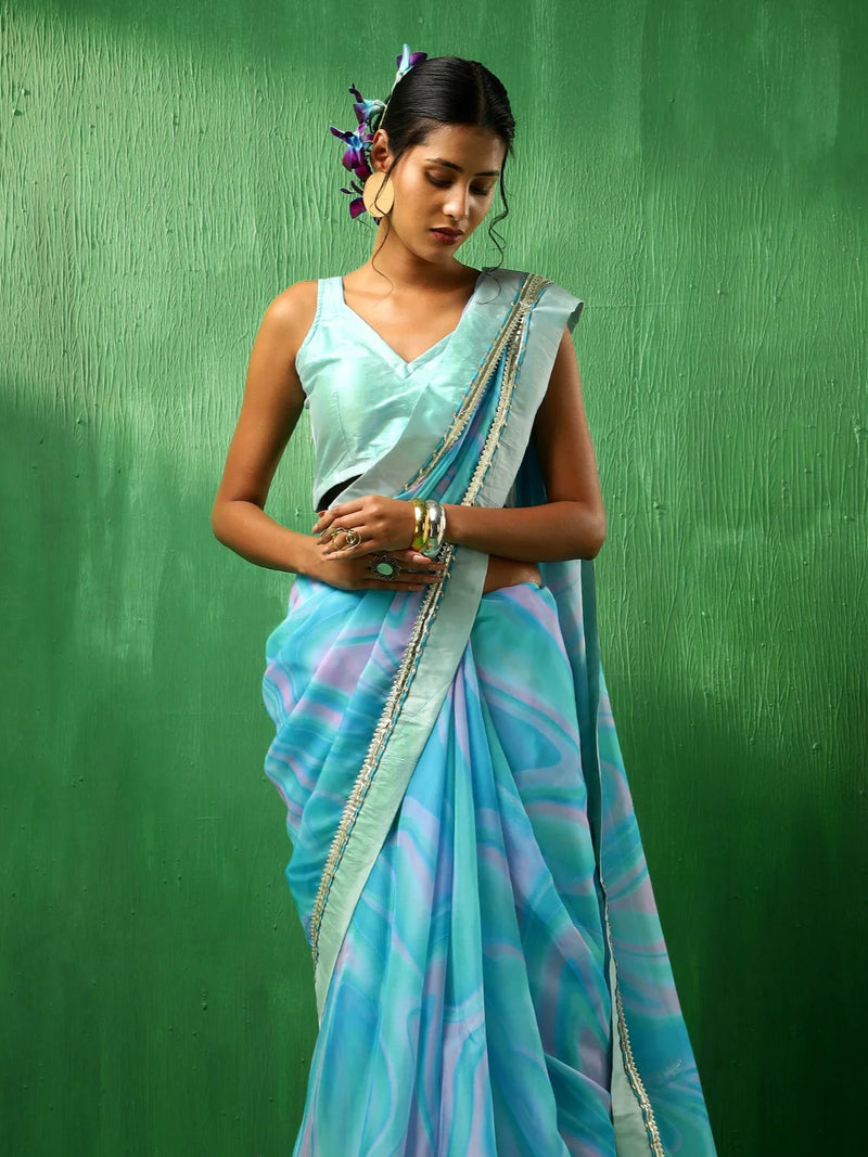 organza saree with blouse