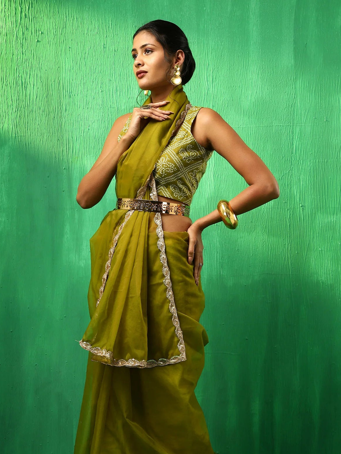 Cotton blouse saree combo