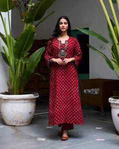 Jalaja Ajrakh Print Pure Cotton Kurta Set