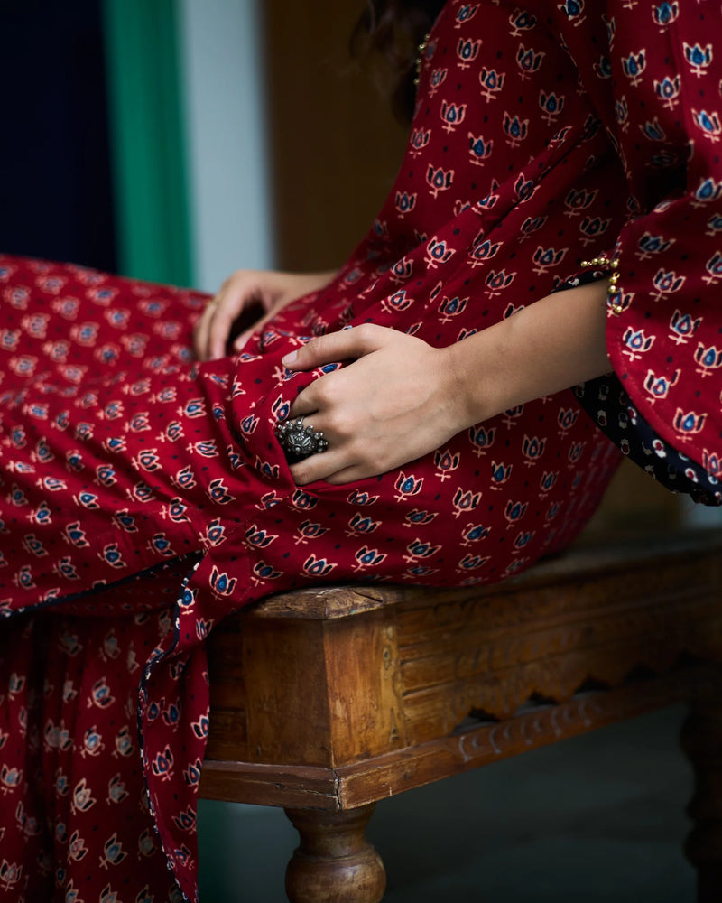 Jalaja Ajrakh Print Pure Cotton Kurta Set