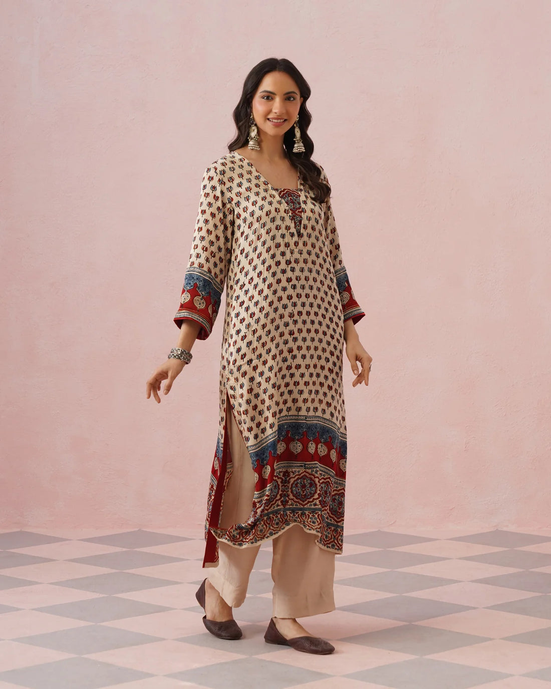 Rangrez Ajrakh Printed Cotton Kurta Suit Set