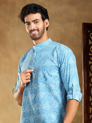 Amber Blue Cotton Hand Block Shirt