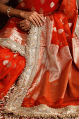 Amber Bridal Red Tissue Saree