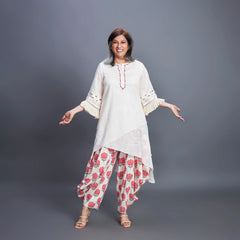 Goro Set - white  Red dhoti co-ord