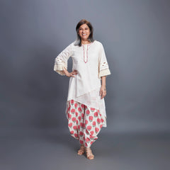 Goro Set - white  Red dhoti co-ord