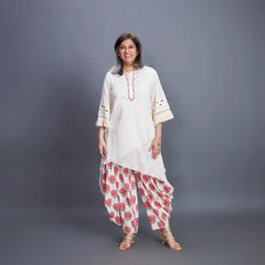 Goro Set - white  Red dhoti co-ord