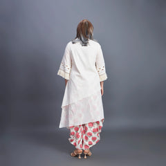 Goro Set - white  Red dhoti co-ord