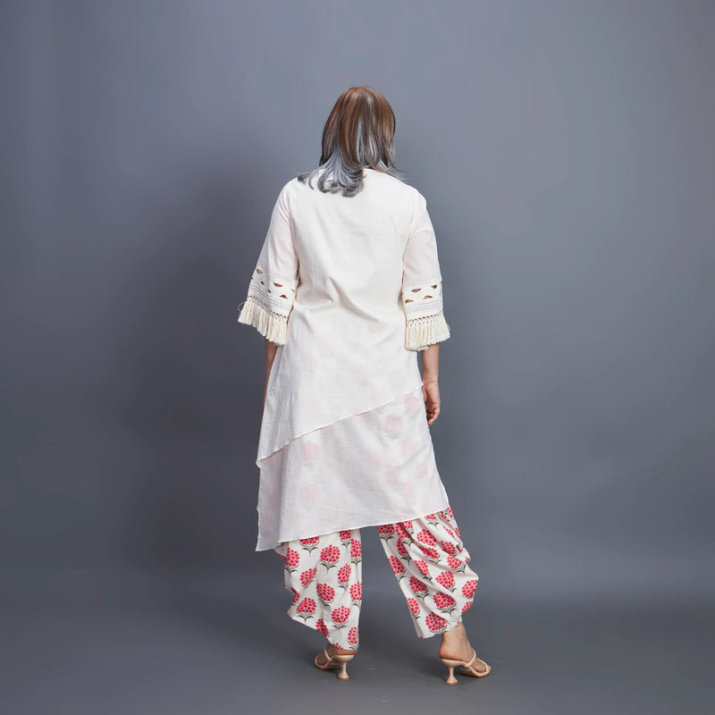 Goro Set - white  Red dhoti co-ord