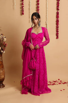Neelanjana Bandhani Anarkali Set