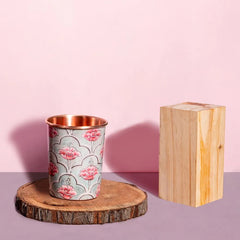 Blushing Floral Bloom Pure Copper Jug with glass