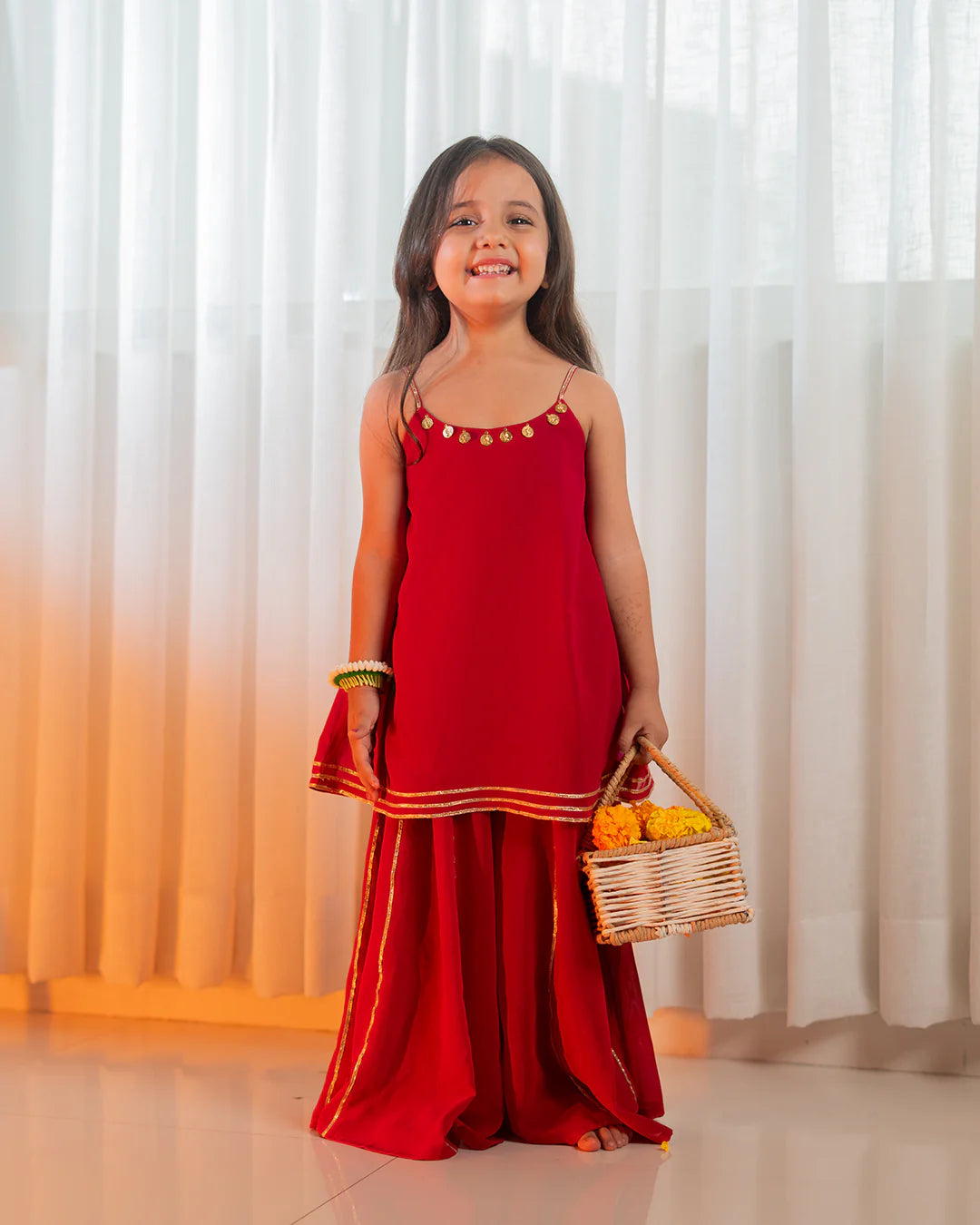 Red Gulkand Palazzo Set