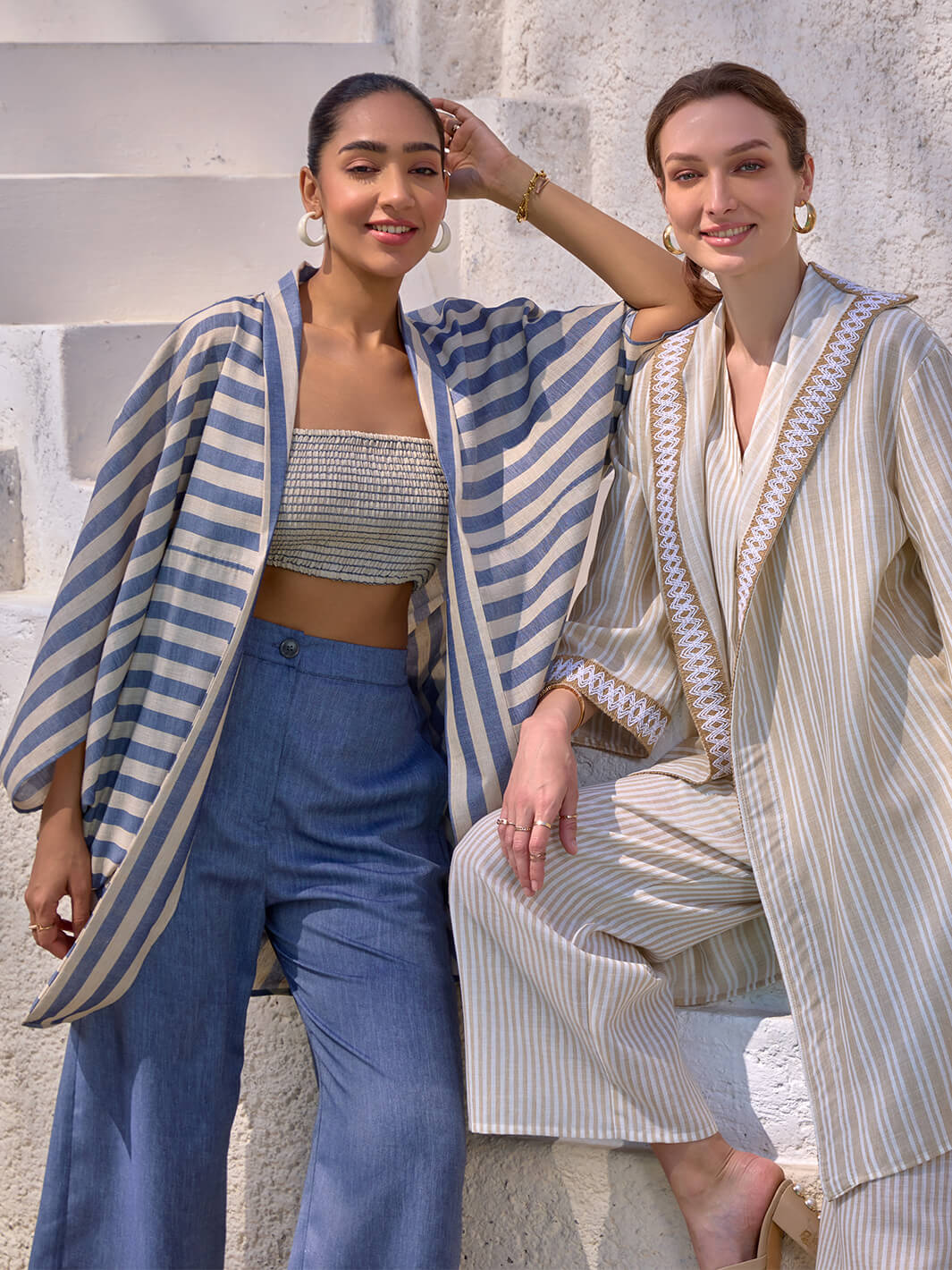 Striped kaftan jacket