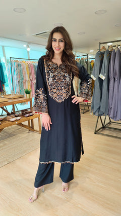 Embroidered Cotton Co-ord Set | Premium Kurta & Straight Pants