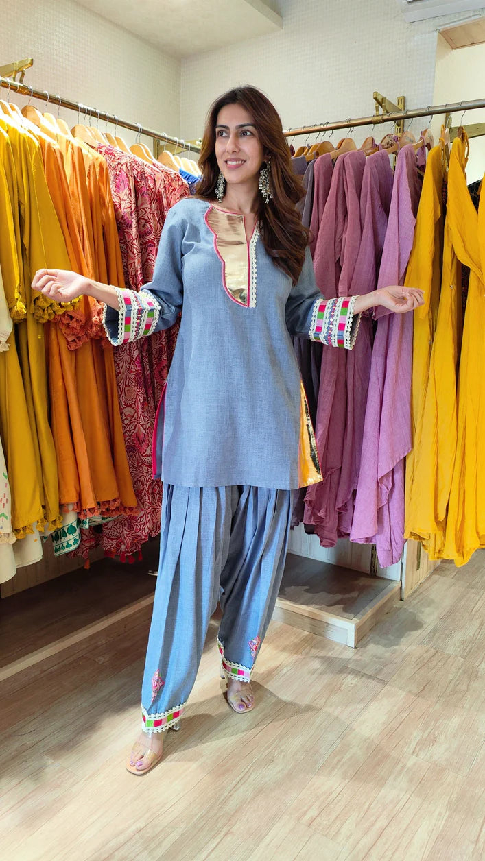 Gold Leather Yoke Farshi Set