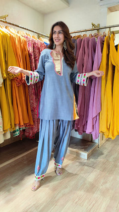 Gold Leather Yoke Farshi Set