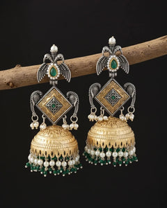 Green Arjun Designer Brass-Look Earrings