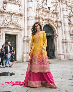 Viscose Silk With Embroidered Work Top Bottom And Dupatta
