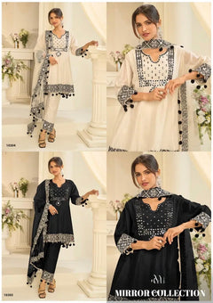 Silk With Mirror Work Top Bottom And Dupatta