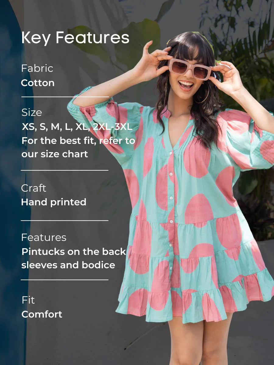 pink and blue midi dress