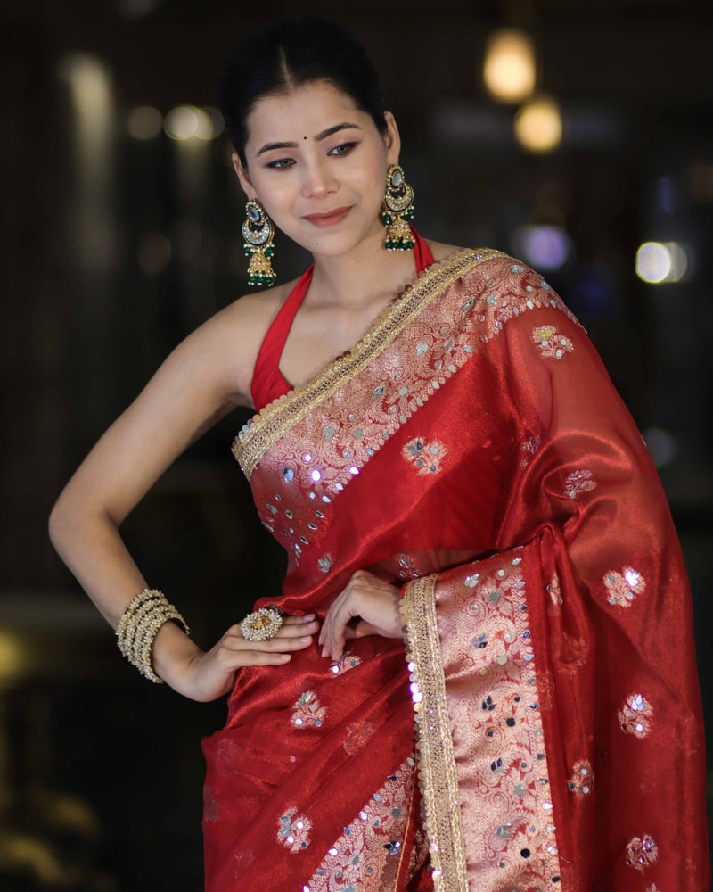 Rani Darbar Banarasi Tissue Saree