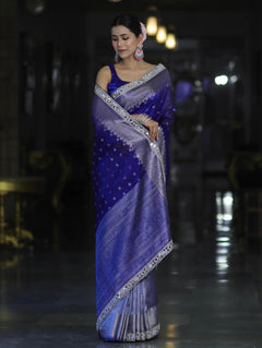 Banarasi Handloom Tissue Saree with Butti Design with a Stitched Blouse