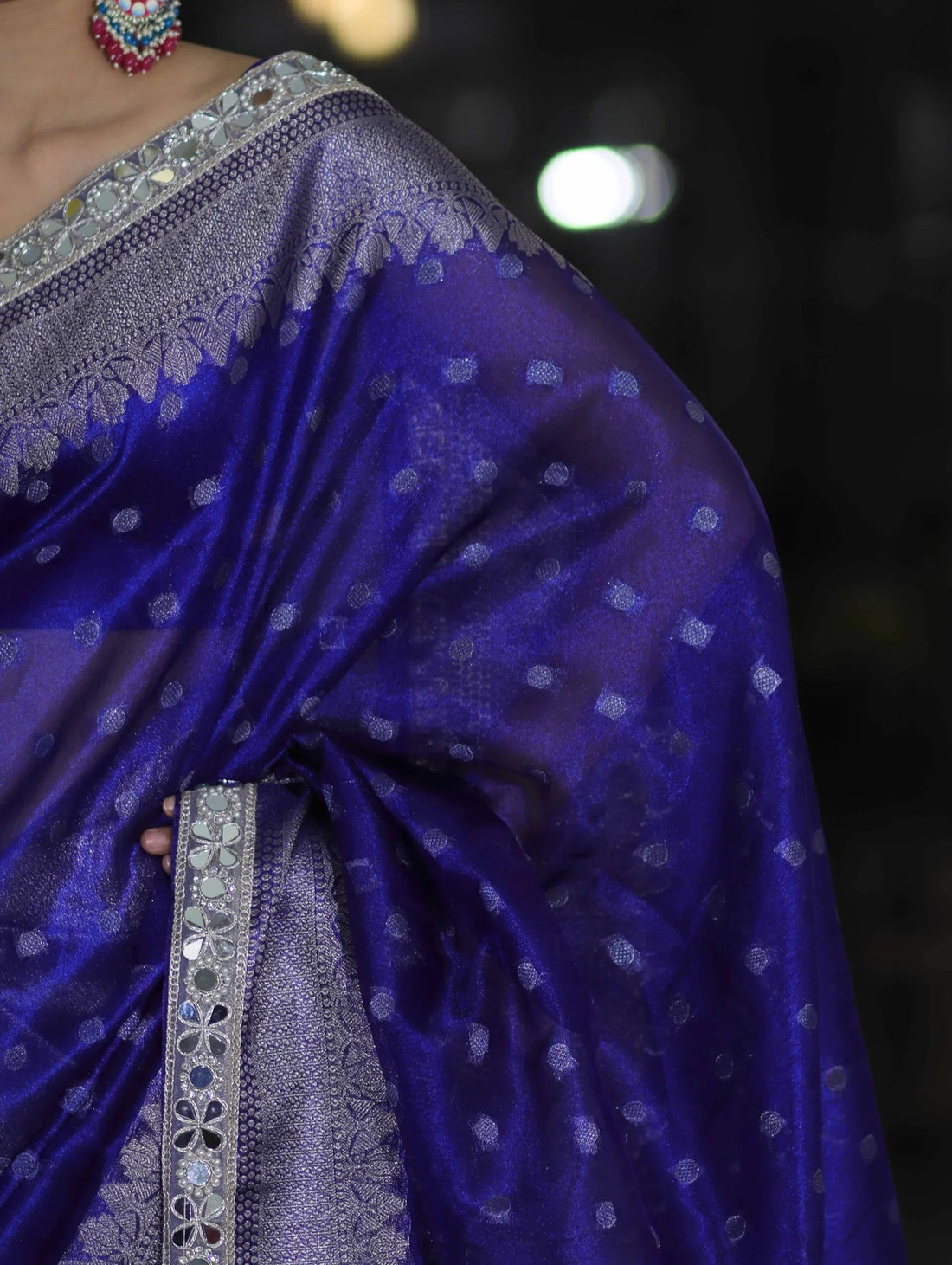 Banarasi Handloom Tissue Saree with Butti Design with a Stitched Blouse