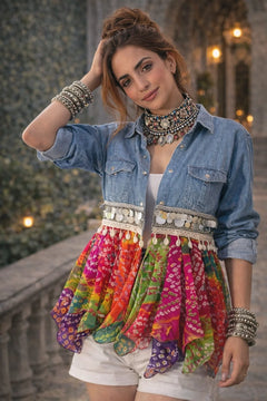 Umbrella Bandhini Denim Shirt