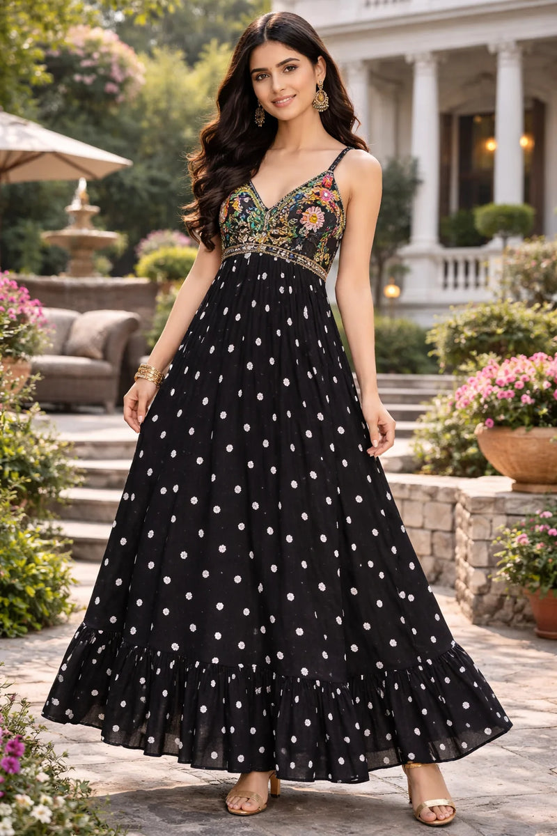 Bandhani Celebration Flared Maxi Dress