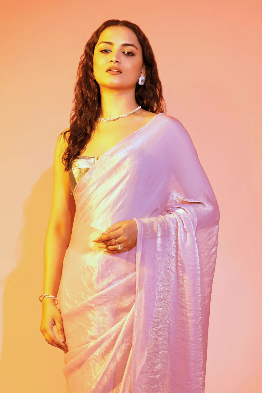 Barbie Blush Pink Burbery Saree