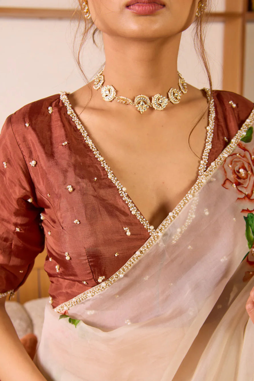 Light beige saree
