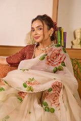 Hand embroidered saree