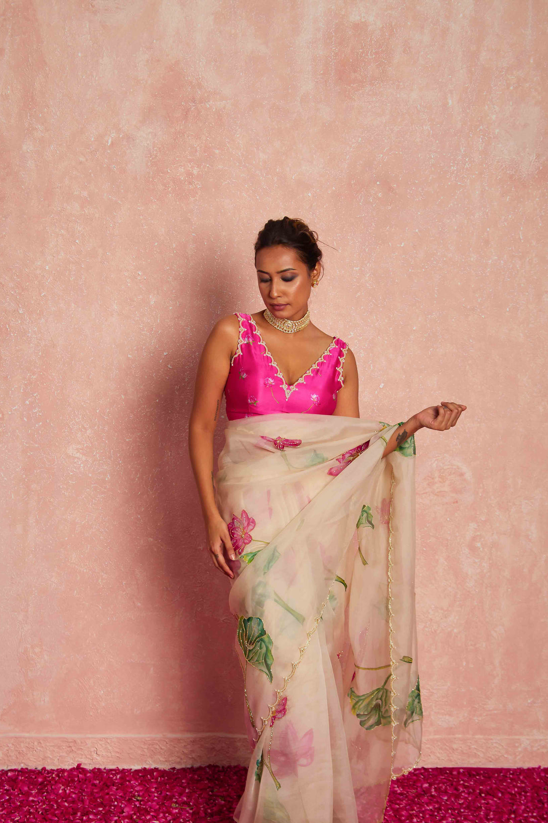 Organza saree with embroidery